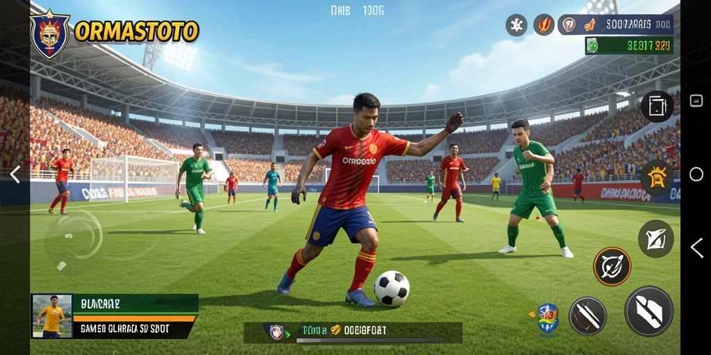 Tampilan gameplay seru dalam aplikasi ORMASTOTO yang menampilkan aksi olahraga.