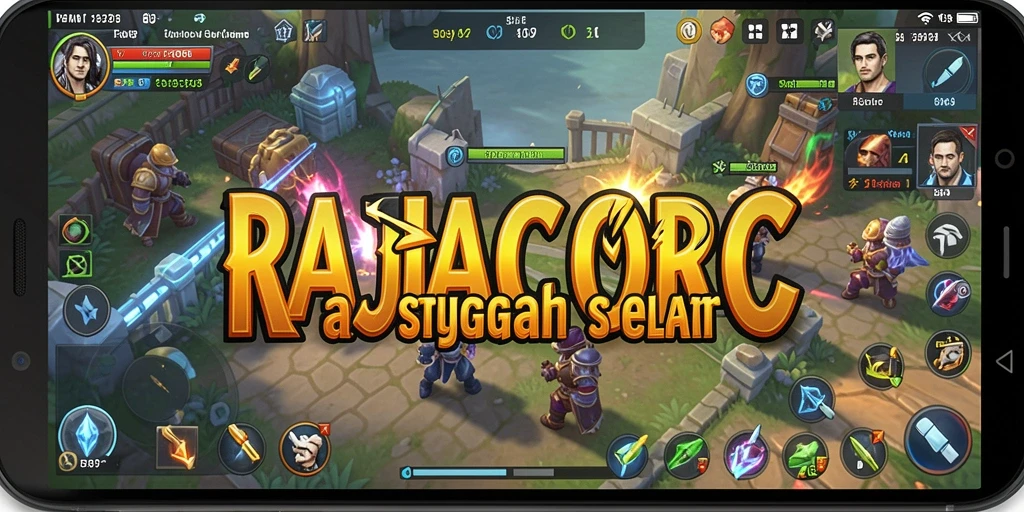 Screenshot gameplay RAJACORC menampilkan aksi pertempuran yang mendebarkan.