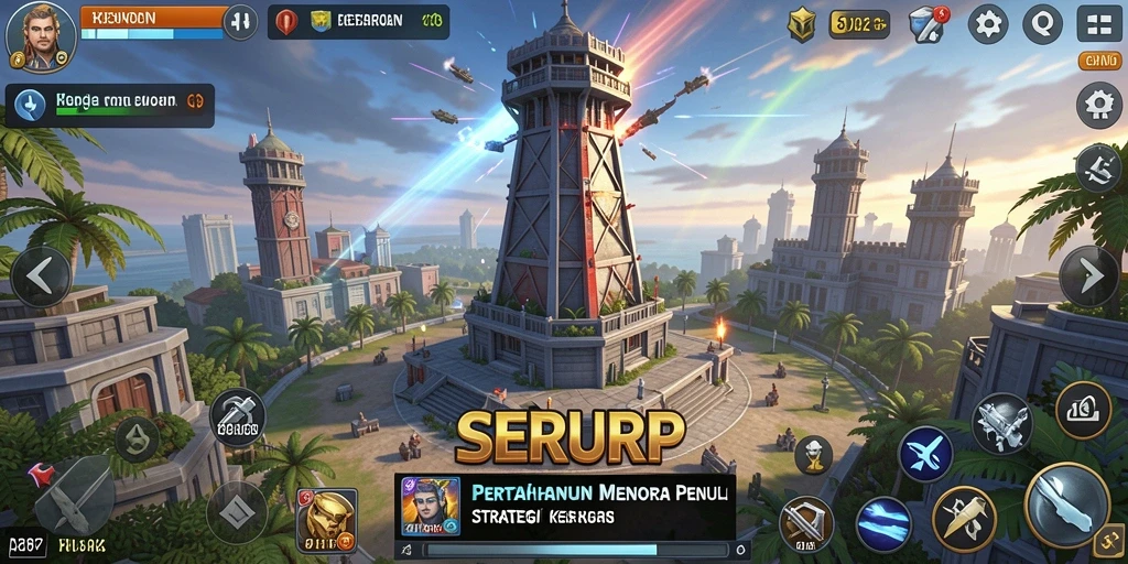 Screenshot SERURP menampilkan momen seru dalam permainan Tower Defense.