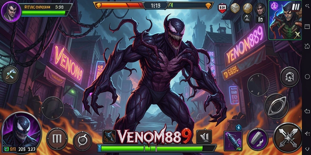 Screenshot menunjukkan gameplay seru dari VENOM889 yang penuh aksi.